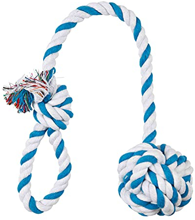 Trixie Spieltau mit eingeflochtenem Ball, ø 7/50 cm, petrol/lime, 3269, Baumwolle/Polyester