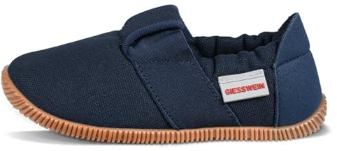 GIESSWEIN Kinder Hausschuhe Söll Slim-Fit - Baumwoll Slippers für Mädchen & Jungen, rutschfeste Kindergarten Schuhe mit Leder Innensohle