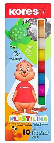 Kores - Plastilina: Pasta Modellabile per Bambini, Morbida e Facilmente Plasmabile, Lavabile e Non Tossica, Set da 10 Colori x 20 g
