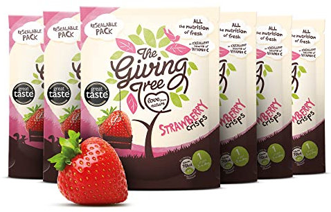 The Giving Tree Freeze Dried Fruit Crisps - Vegan, Gluten Free Nutritional Crisps (Strawberry, 38g (Pack of 6))