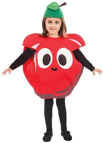 EuroCarnavales - Disfraz de manzana roja infantil (3 a 4 años (92-104 cm)