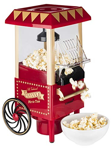 Máquina de palomitas Korona 41100 | Diseño retro | Producción sin aceite gracias al proceso de aire caliente | Fácil de limpiar | 1200 vatios máx | Oro rojo