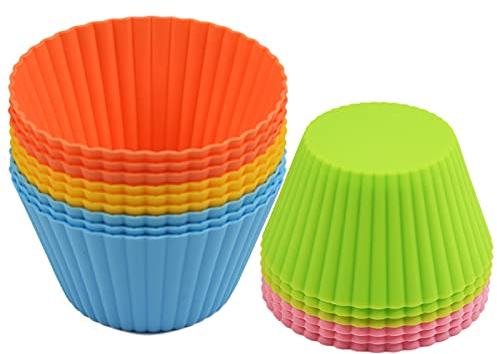 Goalfly 15pcs Silicone Muffin Cases (9cm), Large No-Stick Silicone Cupcake Cases, Reusable Muffin Cases for Baking Suitable for Cake Balls, Muffins, Cupcakes and Candies