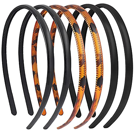Vanliga plastpannband, 6 st pannband plast tandband hårband med unisex tand för kvinnor, flickor 8 mm