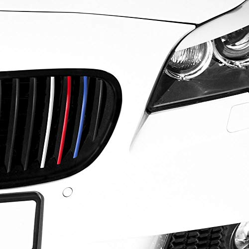 Nierenaufkleber Set aus 18 Aufklebern passend für BMW Weiß Hellblau Blau Rot Farben Performance Aufkleber Gitter Kühlergrill Zierstreifen Selbstklebend Sticker Auto Aufkleber Streifen Emblem Grill