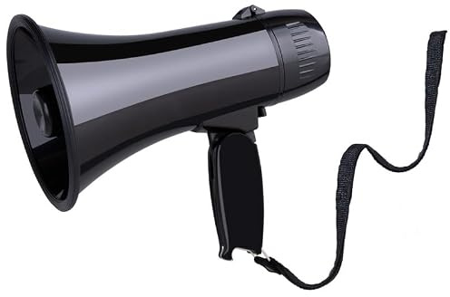 MyMealivos 20W Portable Megaphone with Voice Recording & Siren - 5.4×8.6, Voice Up to 100m Range, Battery Powered Bullhorn for Outdoor Events, Sports & Crowd Control(Black)