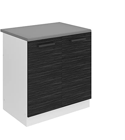 Belini Spülenschrank SDZ 80 cm, mit Arbeitsplatte, Königliches Ebenholz | Unterschrank Küche, Spülenunterschrank, Küchenunterschrank Breite, mit 2 Türen