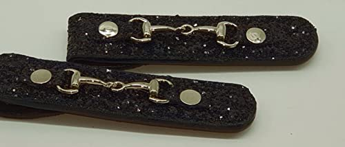 Tysons Breeches Kopfnummern Clips Glitter Schwarz Kopf Nummer Turnier Kopfnummern Schwarz Leder zum anklicken (Nur Clips)