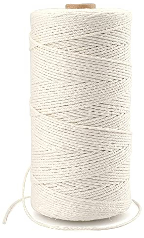 Fil macramé 1mm x 100m, 100% Coton Corde macramé, pour Bricolage, Artisanat tissé, tenture Murale, Attrape-rêves tissé, décorations de Mariage bohème (Beige)