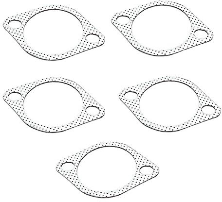 5pcs Exhaust Manifold Gasket Sheets, 2 Bolt Exhaust Flange Car Exhaust Gasket, 3 Inner Dia Ceramic Exhaust Pipe Metal Gasket with Reinforced Ring