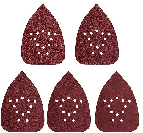 50 fogli di carta abrasiva per mouse, 12 fori, carta vetrata con gancio e anello, grana 60/80/120/180/220, cuscinetti abrasivi per levigatrice per mouse Black and Decker