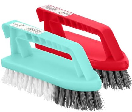 Scrubbing Brush Heavy Duty Stiff Bristles Handy Scrub Brush Stiff Natural Soft Bristles Plastic Cleaning Brush With Comfortable Grip For Carpet Bathtub Floor Kitchen Bath Car Assorted Colors (1pc)