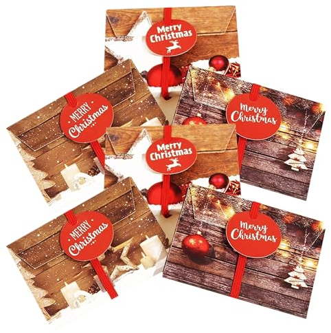 KAMACA 6er Set Geschenkschachtel für Geldgeschenke Gutschein Verpackung Geschenkverpackung Geld Gutschein Weihnachten (6er Set Geschenkumschlag Christmas)