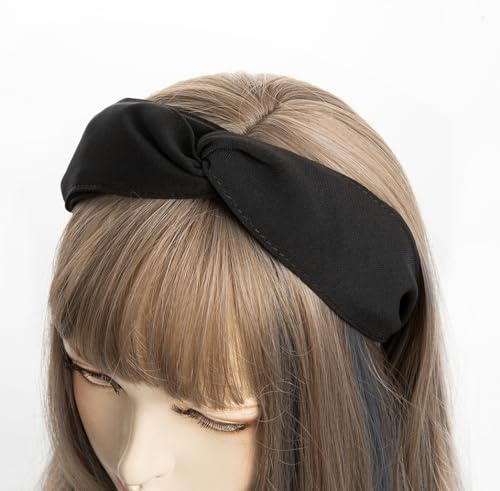 axy Haarreif mit raffinierten Knoten und zweilagig Stoff bezogen - Wunderschön Damen Stirnband Haarschmuck Haarreifen HRD5 (Schwarz)