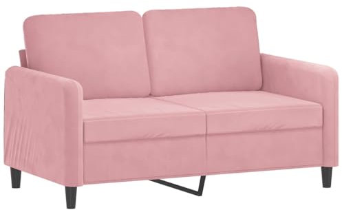 vidaXL Sofa 2-Sitzer, Loungesofa Couch mit Armlehnen Rückenkissen, Wohnzimmersofa Designsofa mit Metallgestell, Sitzmöbel Zweisitzer, Rosa Samt