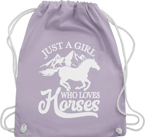 Turnbeutel Rucksack - Pferde - Taschen - Just a girl who loves horses - Unisize - Pastell Lila - stalltasche pferd pferdeliebhaber beutel pferdebeutel reiten tasche pferderucksäcke pferdespruch