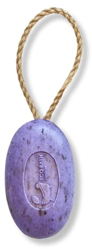 Eco Bath London Soap on a Rope - Natural, Handcrafted Soap Bar with Rope - Vegan, Plastic-Free, Long-Lasting – For Bath, Shower & Handwashing - Multiple Scents Available (Lavender)