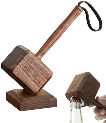 Gwezmxs Holz Hämmer Flaschenöffner, Flaschenöffner Lustig, Magnetischer Flaschenöffner, Bieröffner und Bierflaschenöffner, Geburtstagsgeschenk für Männer, Schreibtisch Dekoration, Beer Bottle Opener