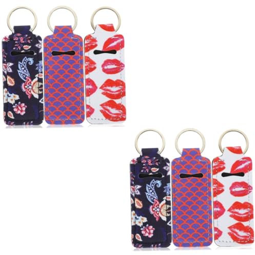 LIFKOME 6 STK Lippenstift-Set Lippenbalsam-Set Lippenstift-ärmeltasche Inhaber Schlüsselanhänger Ärmel Halter Mit Schlüsselanhänger Lippenbalsam Tasche Bunter Halter Schminkhalter Neopren
