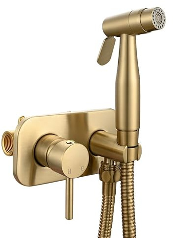 Handheld Bidet Sprayer Kit Single Handle Toilet Jet Wash Spray with Hot and Cold Water Seat Brass Black Single Mode (Brushed Gold Single Mode) (Brushed Gold Dual Mode)