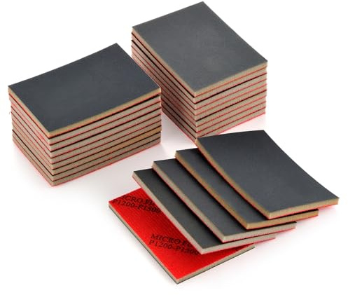 MAXMAN Schleifschwämme Set, 20 Stück Reusable Flexibles Schleifklotz, 1200-1500 Körnung Handschleifblöcke, Schleifklotz 75x100mm, Schleifpads Für Effortless Metal, Holz, Farbe, Modell & Möbel