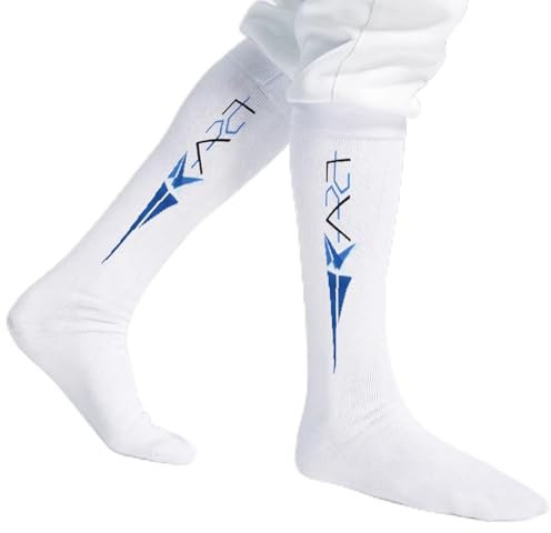 KXJPIZIYB Fechtsocken Fechtausrüstung Unisex-Kniestrümpfe Aus Verdickter Baumwolle und Stretch Standard-Fechtstrümpfe für Degen, Säbel, Florett, Mehrere Farben(White,S)