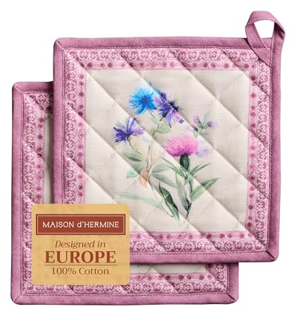 Maison d'Hermine Topflappen-Set, 100% Baumwolle (20 cm x 20 cm, 2er-Pack)