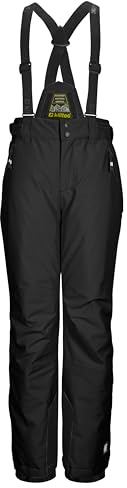 Killtec Garçon Pantalon de Ski/Fonctionnel avec bavette Amovible, Protection des Bords et Jupe Pare-Neige KSW 214 BYS Ski PNTS, Schwarz, 152, 43651-000