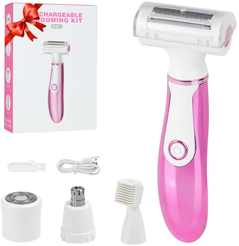 Women Face Epilator, 4-in-1 Body Shaver and Facial Epilator, Hair Removal for Face, Waterproof Facial Hair Remover for Armpits, Arms, Legsm, Bikini