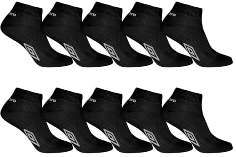 Umbro Strumpor för män - set med 10 - låga strumpor för män, anti-slip 39/42, vit/svart, 39/42 EU