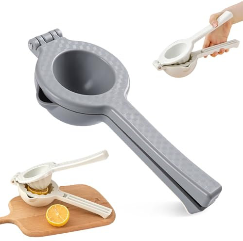 Exprimidor manual de limones, 12,5 cm, exprimidor de limón grande, exprimidor de cítricos en tres capas, exprimidor de ABS manual, para todos los cítricos (gris)
