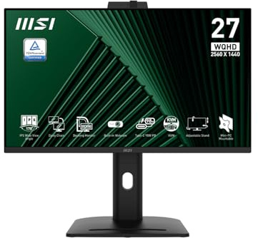 MSI Pro MP275QPDGDE 68,6 cm (27) QHD IPS Office Monitor 16:9 HDMI/DP/LAN/USB-C PD98W 100Hz 4ms Sync Webcam