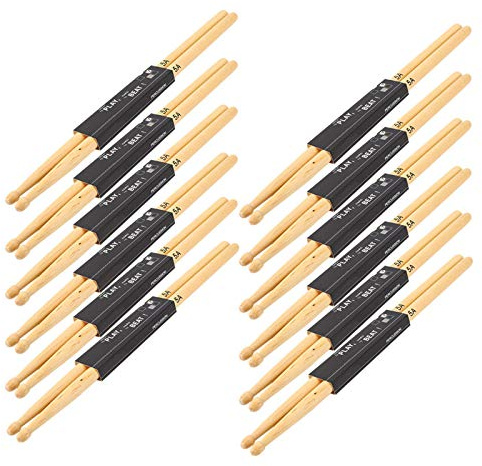 Langlebige 5A -Ahorn -Drumsticks für die Leistung auf der Bühne - 12 Paare mit Tränenspitze für Verstärkte Klang - Ideale Snare -Drum -Sticks für Übung und Leistung - Glattes Griff für