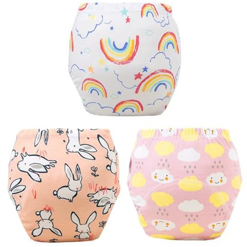 3PCS Upairy Training Pants for Boys and Girls, Up Airy Potty Training Underwear, Cotton Washable Underwear, Cotton Absorbent Training Pants for Toddler (C, L)