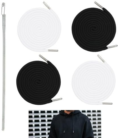 4-teiliges Set Kordel für Jogginghose, Kordel für Hoodie, 160 cm Kordelzug mit Metallenden, Hosenband aus Polyester, mit Durchziehnadel aus Edelstahl, Ersatz Kordelband für Hosen und Sportkleidung