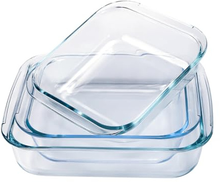 pantrytine Set of 3 Square Lasagna Baking Trays with Handles for Oven