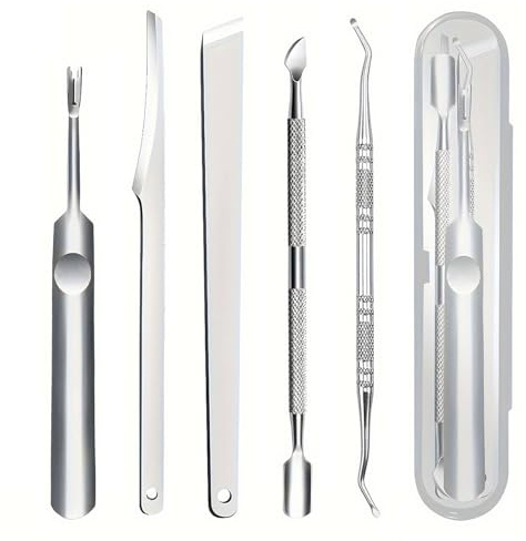 Yatrosynth Set de Pedicura, 5 Piezas Kit de Eliminación de Uñas Encarnadas de Acero Inoxidable, Cuchillos de Pedicura Profesionales, Herramientas para Uñas Encarnadas
