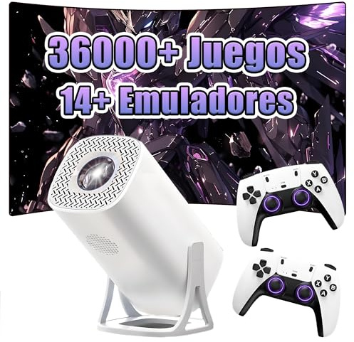 S40 Ultra Proyector Mini,36000+ Juegos,14 emuladores,WiFi 2,4G+5G&Bluetooth,proyector portátil Inteligente,proyectores para Juegos con 2 mandos inalámbricos,Android 11 para Cine en casa y Exteriores