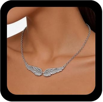 Enautoabs Collana a Ciondolo Ad Ala d'Angelo Boho Collane a Ali d'Argento Collane a Ala Punk Collana Vintage Angelo Piuma Ali Gioielli Per Donne