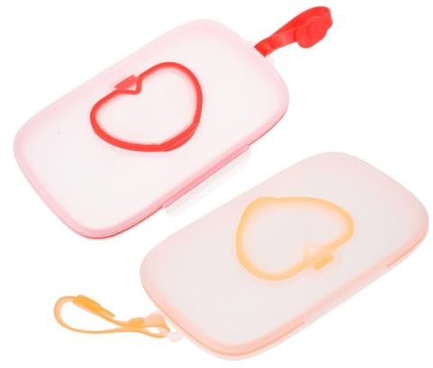 TOYZFRIENDY 2 Stück Tragbare Feuchttuchboxen Weiß Rot und Weiß Orange Nachfüllbarer Feuchttuchspender Leicht Kompakt Mit Knopföffnung für Unterwegs an Wickeltasche Kinderwagen und Laufstall