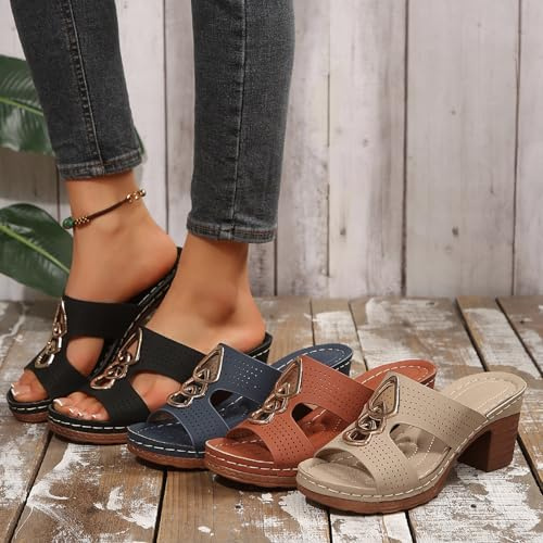 Sandales Femme Talon Été Chaussures Blanches Mariage Sandale Escarpins Haut Cuir Orthopédiques Chaussure Orthopédique Compensées Chaussons Ete Confortable Petit Confort Compensé Dorees