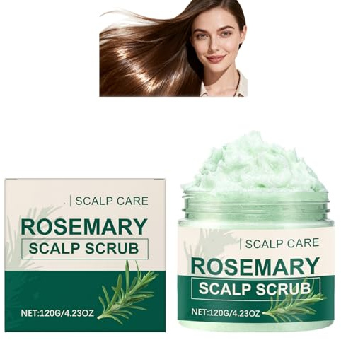 Gommage du cuir chevelu au romarin - Traitement exfoliant pour les pellicules et le cuir chevelu gras, 120 g / 4,23 oz, exfoliant apaisant et nettoyant en profondeur à l'huile de romarin (1PCS)