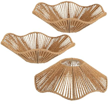 Sharplace 3 Stück Rattan-Lampenschirm Korb-Lampenschirm für Hängelampe, Deckenlaternenabdeckung, Kronleuchterabdeckungen, Boho-Hängelampenschirm für Garten, Wohnzimmer, Flur, Küchentisch, Hochzeit