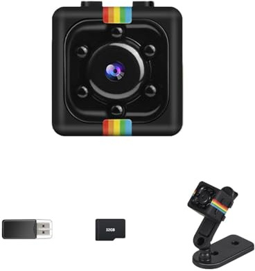 Bextgoo No WiFi Security Camera, Mini Spy Camera with 32GB TF Card, 12MP Photo Shoot, 1080P Video, Night Vision, 360°Rotation Bracket, Hidden Camera for Cycling Travel Indoor Outdoor Security(Black)