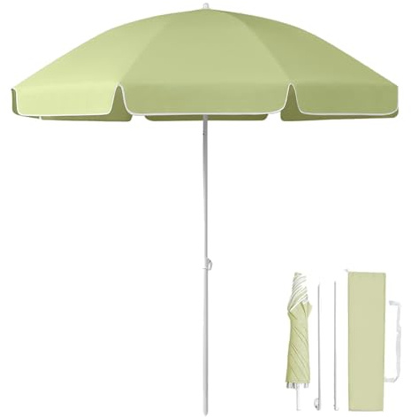 Generico Ombrellone UPF50+ Protezione UV – Ombrello Pieghevole per Spiaggia, Campeggio E Mercati，Design A Tre Sezioni, Facile da Trasportare(Green)