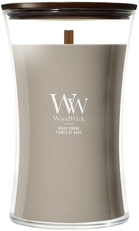 WoodWick Vela perfumada | Vela grande en forma de reloj de arena | Wood Smoke | Regalos perfectos para mujeres