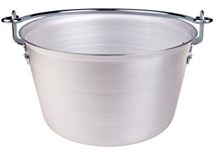 Pentole Agnelli ALMA14424 Paiolo per Polenta, in Alluminio, con Manico ad Arco, Acciaio Inossidabile, 4.5 Litri, Argento