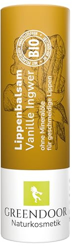 GREENDOOR Lippenbalsam Vanille, plastikfreier natürlicher Lippenpflegestift mit BIO Jojobaöl, Naturkosmetik Lippenpflege, Lippen-Balm, Natur Pflege Schutz, Pflegestift für Kuss-Lippen zum Verlieben