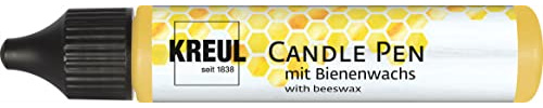 KREUL 49716 - Candle Pen, inkagold, 29 ml, Kerzenstift mit feiner Malspitze, Farbe mit Bienenwachs zum Verzieren & Bemalen von Kerzen