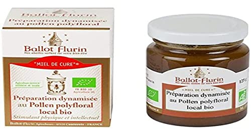 Ballot-Flurin - Miel de Cure au Pollen polyfloral local bio - Vitalité & Immunité - Pollen polyfloral dynamisé - 100% Bio - Fabriqué en France - 125g